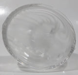 Vintage Two Dolphins Jumping Above Waves Lightly Frosted Clear 5 1/2" Tall Art Glass Ornament