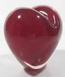 Vintage Heart Shaped Red and Clear 4" Tall Art Glass Paperweight Ornament