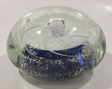 Vintage Murano Style Detailed Cobalt Blue and White Jellyfish 4" Wide Art Glass Paperweight Ornament