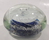 Vintage Murano Style Detailed Cobalt Blue and White Jellyfish 4" Wide Art Glass Paperweight Ornament