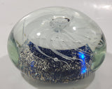 Vintage Murano Style Detailed Cobalt Blue and White Jellyfish 4" Wide Art Glass Paperweight Ornament