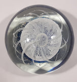 Vintage Murano Style Detailed Cobalt Blue and White Jellyfish 4" Wide Art Glass Paperweight Ornament