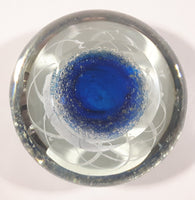 Vintage Murano Style Detailed Cobalt Blue and White Jellyfish 4" Wide Art Glass Paperweight Ornament