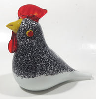 Vintage Murano Style Red and White Black Speckled Chicken Hen 3" Wide Art Glass Ornament