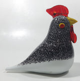 Vintage Murano Style Red and White Black Speckled Chicken Hen 3" Wide Art Glass Ornament