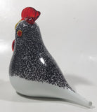 Vintage Murano Style Red and White Black Speckled Chicken Hen 3" Wide Art Glass Ornament