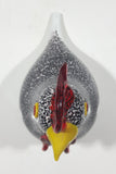 Vintage Murano Style Red and White Black Speckled Chicken Hen 3" Wide Art Glass Ornament