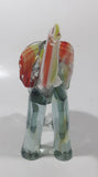 Vintage Murano Clear Green Yellow Red Elephant 7" Tall Art Glass Ornament