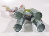 Vintage Murano Clear Green Yellow Red Elephant 7" Tall Art Glass Ornament