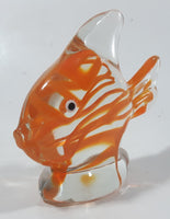 Vintage Murano Clear and Orange Goldfish 4 1/2" Long Art Glass Ornament