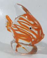 Vintage Murano Clear and Orange Goldfish 4 1/2" Long Art Glass Ornament