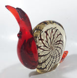 Vintage Murano Clear Red Brown White Snail 7" Long Art Glass Ornament