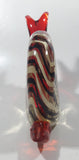 Vintage Murano Clear Red Brown White Snail 7" Long Art Glass Ornament