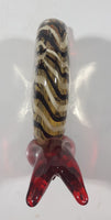 Vintage Murano Clear Red Brown White Snail 7" Long Art Glass Ornament