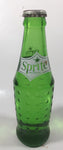 Vintage Sprite 7 3/4" Tall 7 Fl Oz Hobnail Green Glass Soda Pop Bottle Full Unopened
