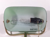 Vintage Style Curved Green Glass on Brass Bankers Desk Lamp 14" Tall