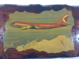 Vintage CP Air Boeing 747-217B C-FCRA Passenger Jet Burlwood Style 12" x 19 3/8" Lacquered Wood Airplane Picture