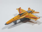 F-102 Jet Yellow Pull Back Die Cast Toy Airplane Busted Up