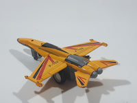 F-102 Jet Yellow Pull Back Die Cast Toy Airplane Busted Up