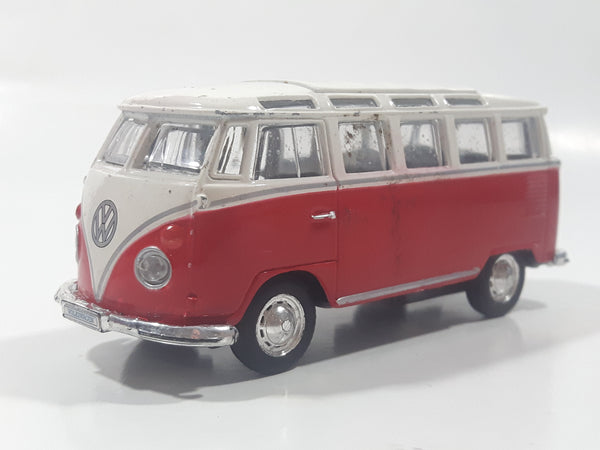 Maisto Volkswagen Van Samba Red and White 1/40 Scale Pull Back Die Cast Toy Car Vehicle with Opening Door