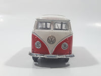 Maisto Volkswagen Van Samba Red and White 1/40 Scale Pull Back Die Cast Toy Car Vehicle with Opening Door