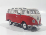 Maisto Volkswagen Van Samba Red and White 1/40 Scale Pull Back Die Cast Toy Car Vehicle with Opening Door