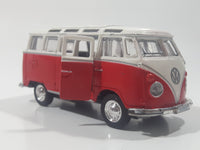 Maisto Volkswagen Van Samba Red and White 1/40 Scale Pull Back Die Cast Toy Car Vehicle with Opening Door