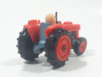 Vintage 1950 United Features Syndicate No. C10 Charlie Brown Tractor Red Die Cast Toy Car Vehicle Made in Hong Kong