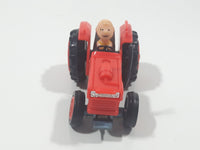 Vintage 1950 United Features Syndicate No. C10 Charlie Brown Tractor Red Die Cast Toy Car Vehicle Made in Hong Kong