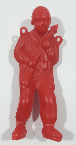 Parachute Soldier Paratrooper Red 3 3/4" Tall Plastic Toy Figure