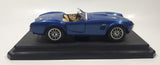 Burago 1965 Ford AC Cobra 427 Convertible Blue 1/24 Scale Die Cast Toy Car Vehicle with Opening Doors and Hood on Display Stand