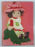 1986 Strawberry Shortcake Pink 3D Hand Painted 10 1/2" x 15" Lacquered Wood Framed Wall Plaque Picture