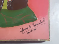 1986 Strawberry Shortcake Pink 3D Hand Painted 10 1/2" x 15" Lacquered Wood Framed Wall Plaque Picture