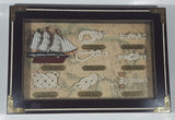 Cutty Sark 1869 Tall Ship Nautical Knots and Wood Cased Shadow Box 9" x 13 1/4"