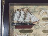 Cutty Sark 1869 Tall Ship Nautical Knots and Wood Cased Shadow Box 9" x 13 1/4"