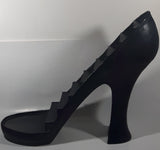 Black High Heel Stiletto Shoe Shaped Wood Display Stand with 10 Different Decorative Shoe Ornaments