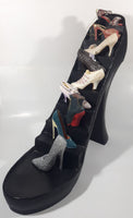 Black High Heel Stiletto Shoe Shaped Wood Display Stand with 10 Different Decorative Shoe Ornaments