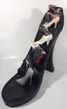 Black High Heel Stiletto Shoe Shaped Wood Display Stand with 10 Different Decorative Shoe Ornaments