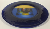 Nativity Scene Baby Jesus Birth 13" Diameter Decorative Cobalt Blue Glass Plate