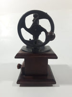 Antique Style Metal Hand Wheel Coffee Grinder Mill with Wood Base
