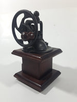 Antique Style Metal Hand Wheel Coffee Grinder Mill with Wood Base