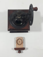 Antique Style Metal Hand Wheel Coffee Grinder Mill with Wood Base