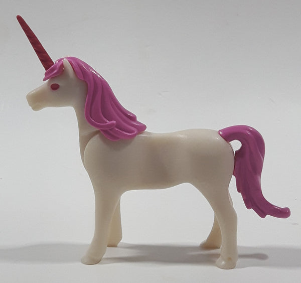 Geobra PlayMobil 4" Long White and Pink Unicorn Animal Figure