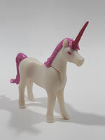 Geobra PlayMobil 4" Long White and Pink Unicorn Animal Figure