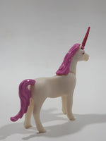 Geobra PlayMobil 4" Long White and Pink Unicorn Animal Figure