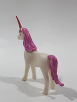 Geobra PlayMobil 4" Long White and Pink Unicorn Animal Figure