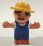 Farmer In Blue with Yellow Hat and Mustache 3 1/8" Tall Toy Figure