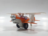 Daron K500 Bi-Plane Airplane Orange and White Pull Back Die Cast Toy Car Vehicle Missing Propeller