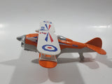 Daron K500 Bi-Plane Airplane Orange and White Pull Back Die Cast Toy Car Vehicle Missing Propeller