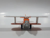 Daron K500 Bi-Plane Airplane Orange and White Pull Back Die Cast Toy Car Vehicle Missing Propeller